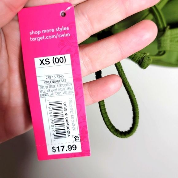 Xhiliration Target Swim Top Green XS - Picture 3 of 3